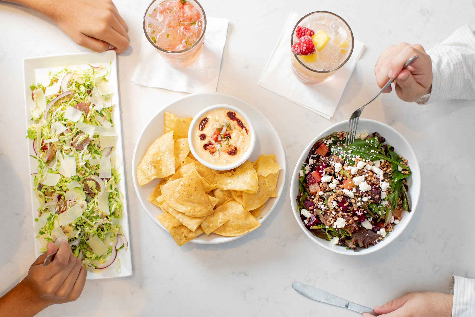 Food photography from above of a nice spread at Austin Java